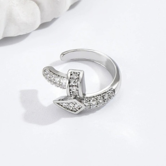 Silver Zircon Nail Cuff Earring, Cartilage, Minimalist - Picture 3 of 3